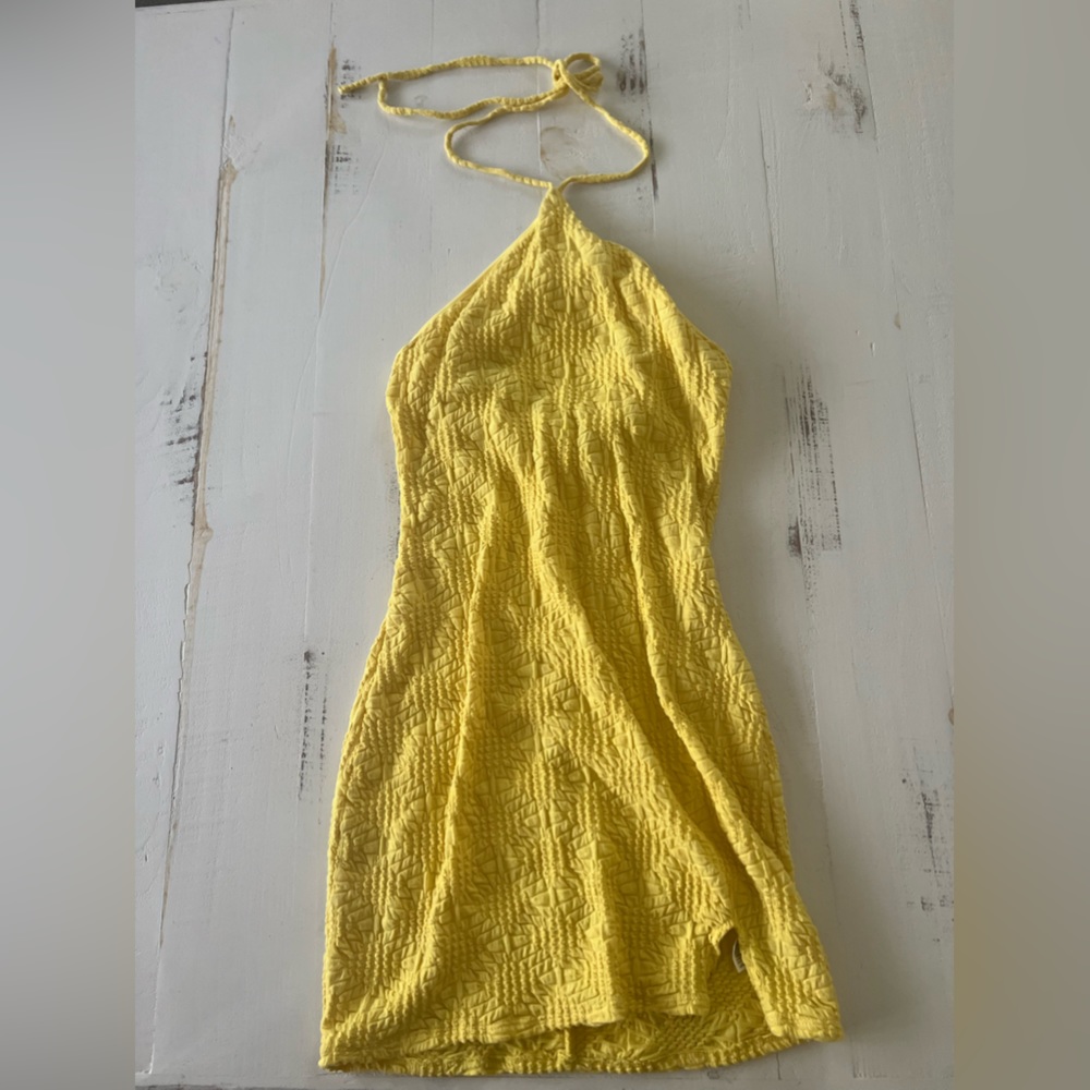 Yellow Halter Top Mini Dress